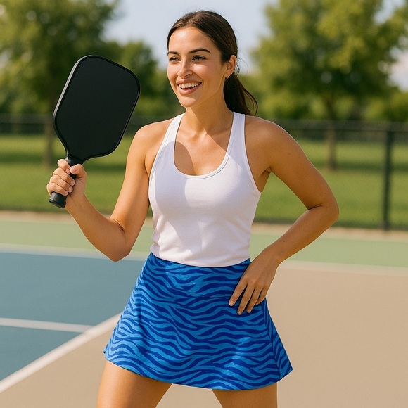NWT Greg Norman Play Dry Blue Zebra Print Skort with Built-in Shorts XL - Picture 1 of 15